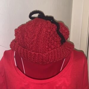 🍁$5 unbranded Crochet red/black yarn beanie